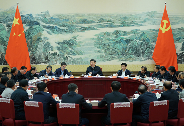10月29日，中共中央總書記、國家主席、中央軍委主席習近平在中南海同中華全國總工會新一屆領(lǐng)導班子成員集體談話并發(fā)表重要講話。（新華社記者 李學仁 攝）
